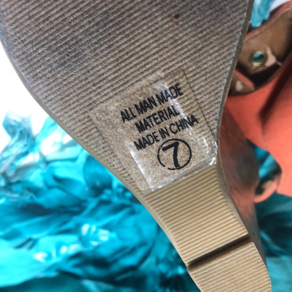 D 💖 size 7 orange cork wedges shoes wear 5.5” heel - Picture 7 of 10